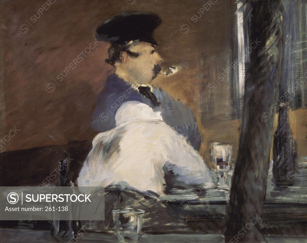 Stock Photo: 261-138 In the Bar  1878-9 Edouard Manet (1832-1883 French)  Oil on canvas Pushkin Museum of Fine Arts, Moscow, Russia     