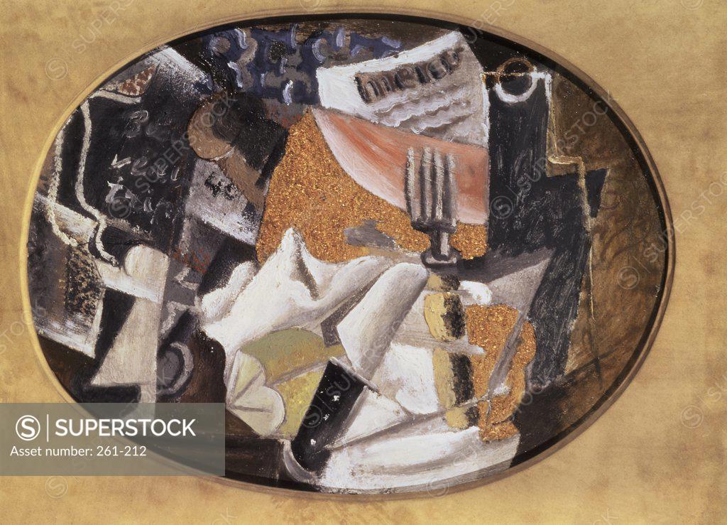 Stock Photo: 261-212 The Pub, The Ham by Pablo Picasso, oil on canvas, 1914, 1881-1973, Russia, St. Petersburg, Hermitage Museum