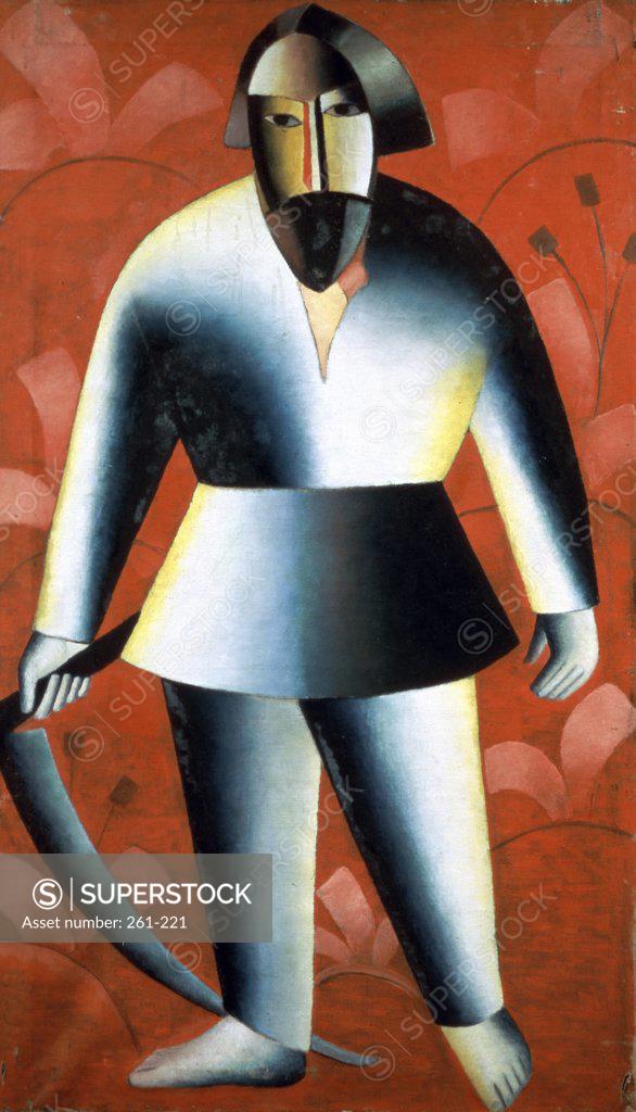 Stock Photo: 261-221 The Mower 1912,  Kasimir Malevich (1878-1935/Russian)  Oil on Canvas  Russian State Museum, St. Petersburg   