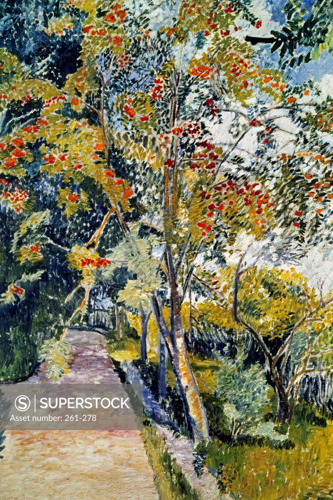 Stock Photo: 261-278 Landscape,  Viasma by Natalija Sergeevna Goncarova,  oil on canvas,  (1881-1962),  Moscow,  Tretyakov Gallery