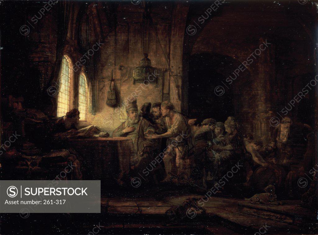 Stock Photo: 261-317 Parable of the Laborers in the Vineyard  1637 Rembrandt Harmensz van Rijn (1606-1669 Dutch) Painting State Hermitage Museum, St. Petersburg, Russia