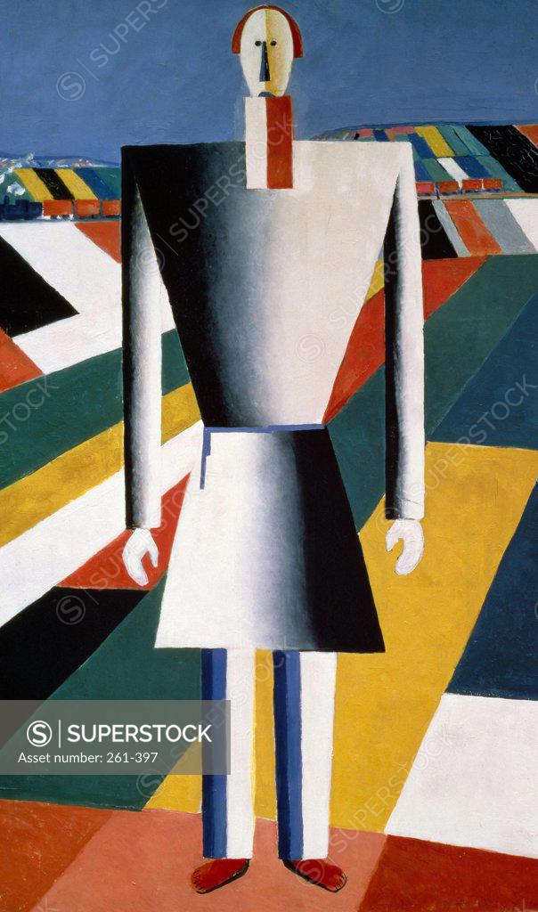 Stock Photo: 261-397 The Farmer in the Field Kazimir Malevich (1878-1935 Russian) Russian State Museum, St. Petersburg, Russia 