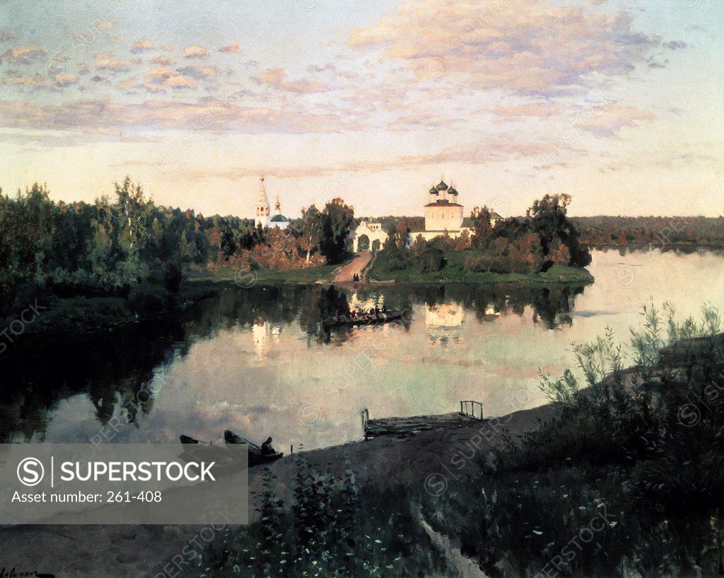 Stock Photo: 261-408 Evening Bells  1892 Isaak Il'ic Levitan (1860-1900 Russian) Oil on canvas Tretyakov Gallery, Moscow, Russia