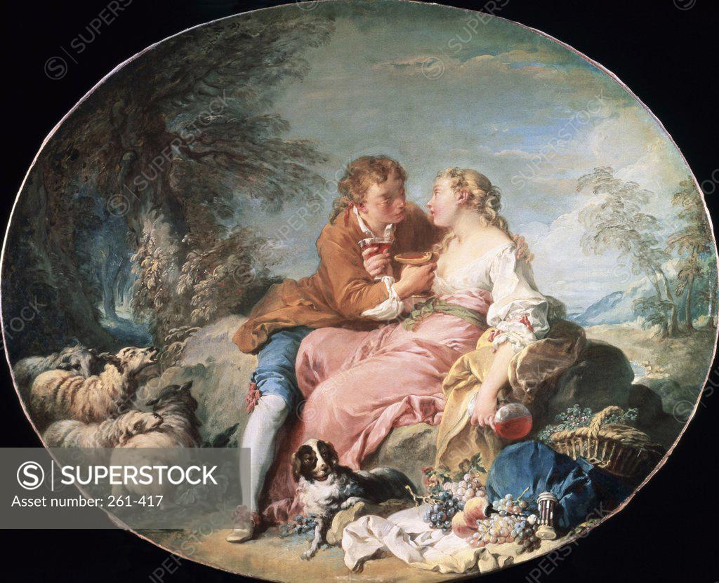 Stock Photo: 261-417 Pastoral Scene  Francois Boucher (1703-1770/ French)  Oil on canvas  Hermitage Museum, St. Petersburg  