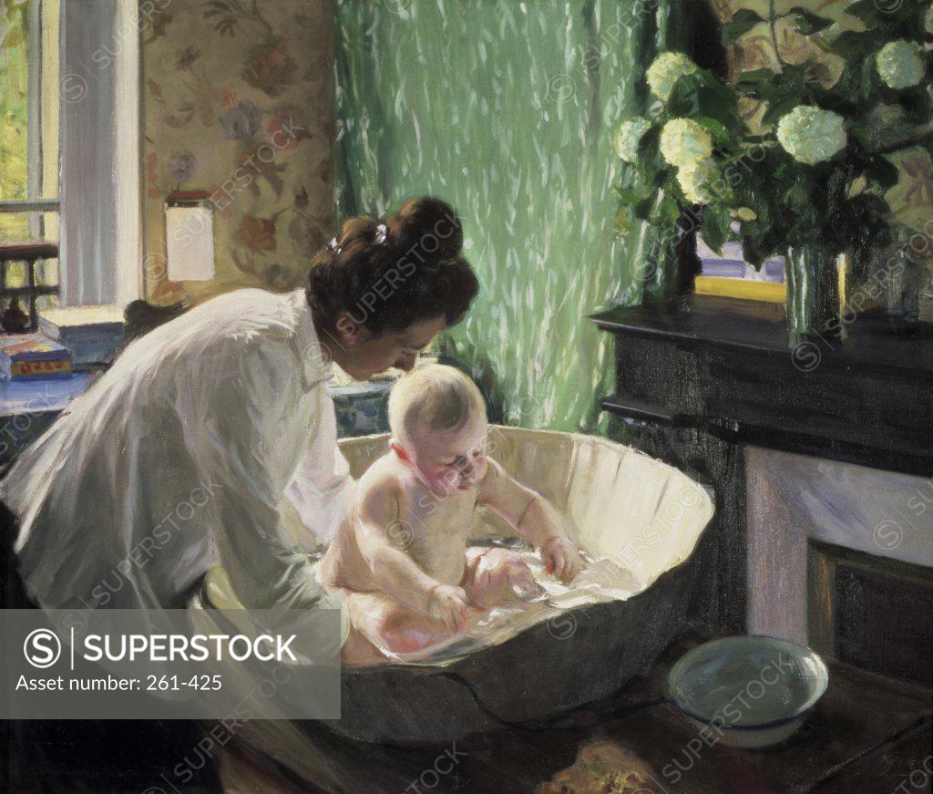 Stock Photo: 261-425 In the Morning  1910 Boris Mihajlovic Kustodiev (1878-1927 Russian) Oil on canvas   State Russian Museum, St. Petersburg, Russia 