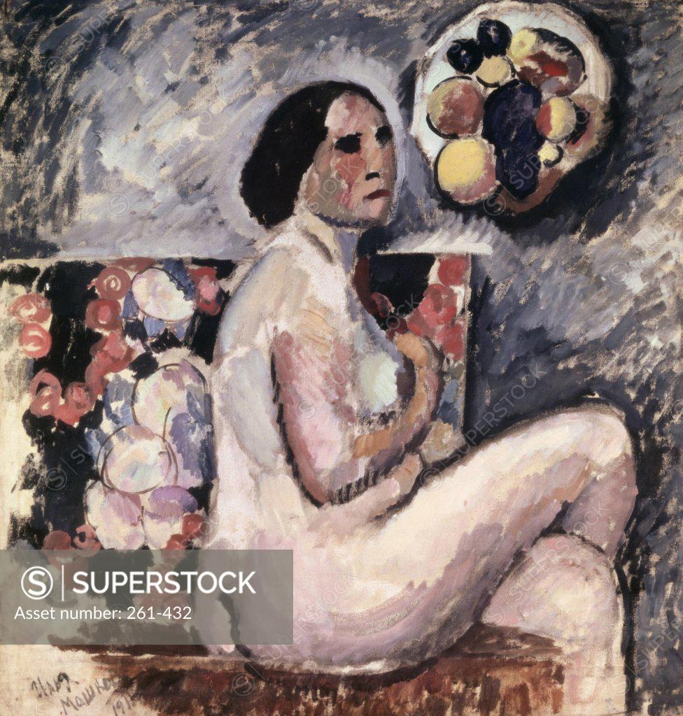 Stock Photo: 261-432 Nude by Ilya Ivanovic Maskov, oil on canvas, 1915, 1881-1944, Russia, Taganrog, Museum of Art.