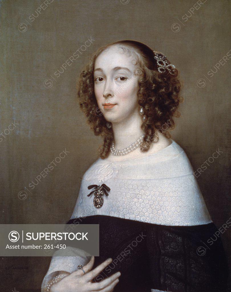 Stock Photo: 261-450 Portrait of a Woman Adriaen Hanneman (1611-1680/Dutch) Pushkin Museum of Fine Arts, Moscow, Russia 