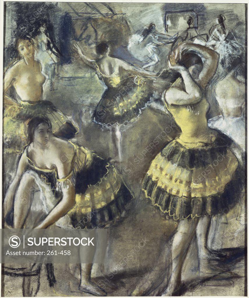 Stock Photo: 261-458 Ballerinas in the Dressing Room by Zinaida Evgen'ev Serebryakova, pastel and chalk, 1923, 1884-1967, Russia, Moscow, Pushkin Museum of Fine Arts