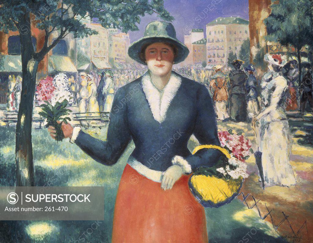 Stock Photo: 261-470 Flower Girl 1903 Kazimir Malevich (1878-1935 Russian) Oil on canvas State Russian Museum, St. Petersburg, Russia