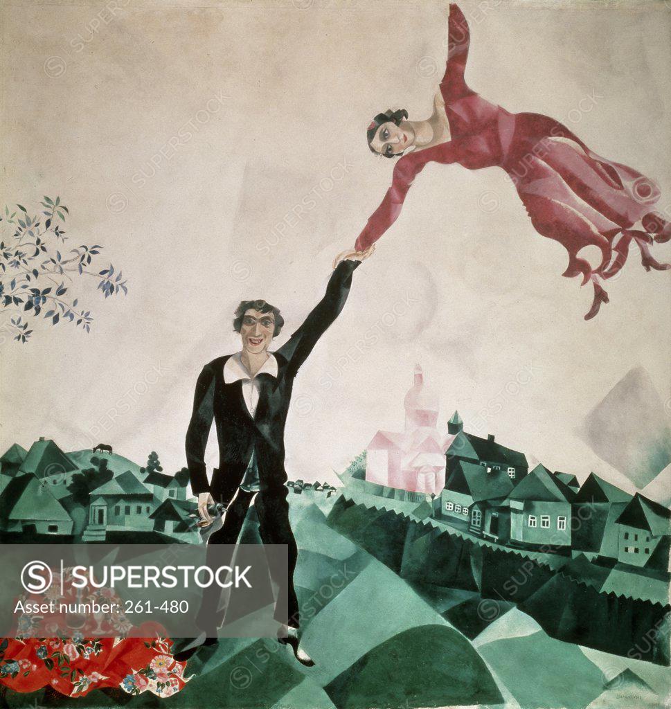 Stock Photo: 261-480 The Walk by Marc Chagall, 1917, 1887-1985, Russia, St. Petersburg, Russian State Museum