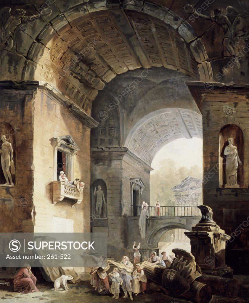 Stock Photo: 261-522 The Musicians  Hubert Robert (1733-1808/French)  Oil on Canvas Pushkin Museum of Fine Arts, Moscow 