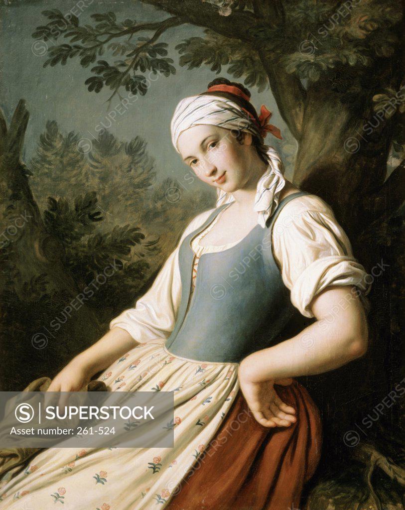 Stock Photo: 261-524 Young Woman  Pietro Antonio Rotari (1707-1762/Italian)  Oil on Canvas  Pushkin Museum of Fine Arts, Moscow 