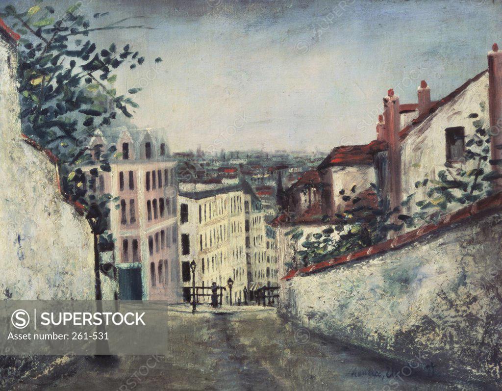 Stock Photo: 261-531 Rue du Mont-Cents, Paris by Maurice Utrillo, oil on canvas, 1914, 1883-1955, Russia, Moscow, Pushkin Museum of Fine Arts