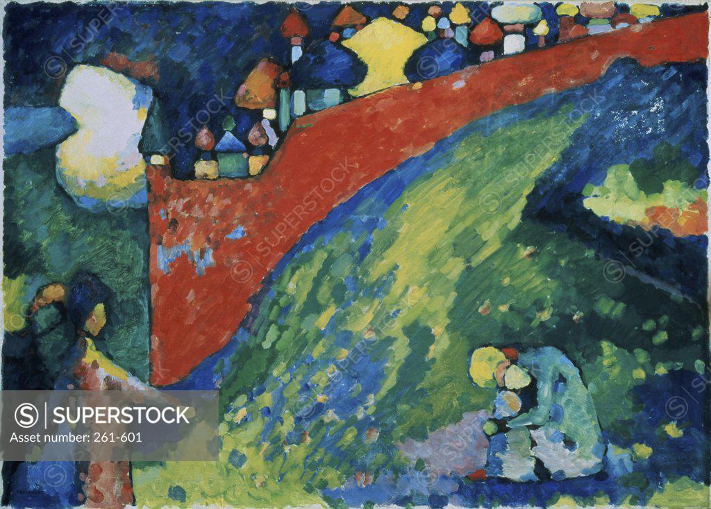 Stock Photo: 261-601 Red Wall by Vasily Kandinsky, oil on canvas, 1909, 1866-1944, Russia, Astrakhan, Kustodiev Gallery