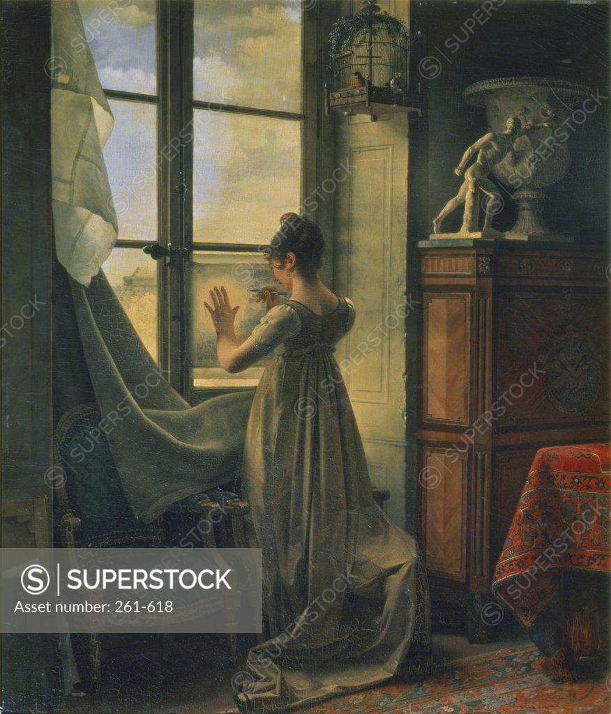 Stock Photo: 261-618 By the Window  Martin Drolling (1752-1817/French)  Pushkin Museum of Fine Arts, Moscow 