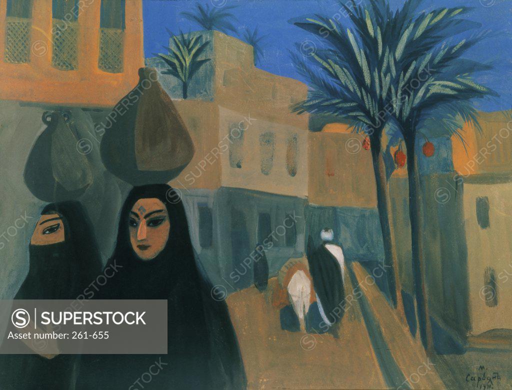 Stock Photo: 261-655 Street in Cairo by Martiros Sarjan, watercolor and gouache, 1911, 1880-1972, Private Collection