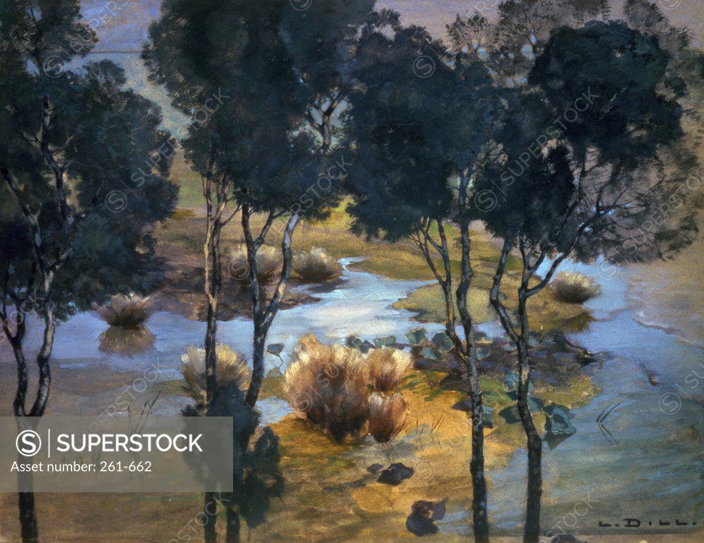 Stock Photo: 261-662 Landscape by Ludwig Dill,  (1848-1940),  Russia,  Moscow,  Pushkin Mueum of Fine Arts