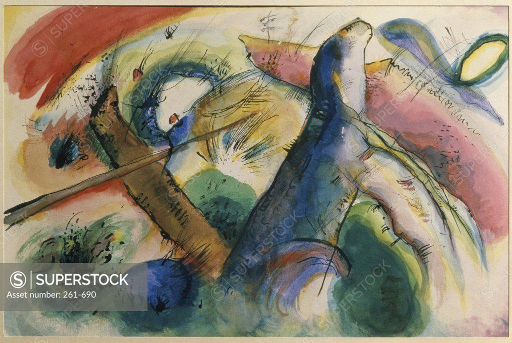 Stock Photo: 261-690 Composition E by Vasily Kandinsky, 1916, 1866-1944, Russia, Moscow, Pushkin Museum of Fine Arts
