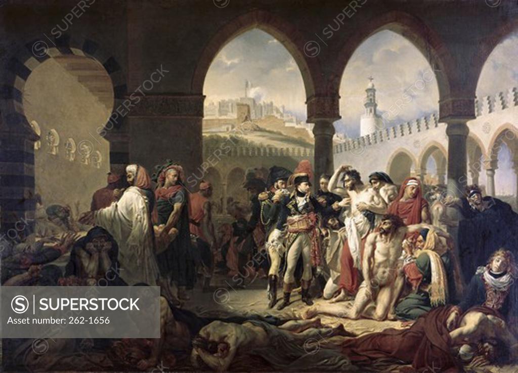 Stock Photo: 262-1656 Napoleon Bonaparte Visiting the Plague Stricken at Jaffa (March 11, 1799) 1804 Antoine-Jean Gros (1771-1835 French)  Oil on canvas Musee du Louvre, Paris, France