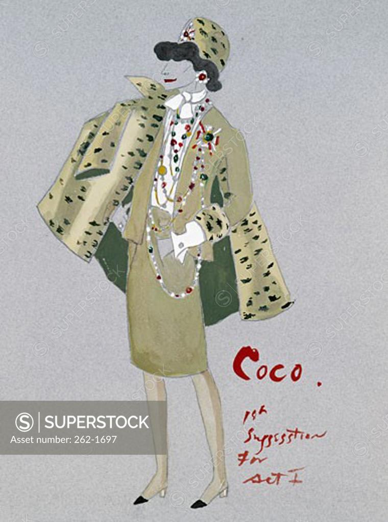 Stock Photo: 262-1697 Suit and Leopard Coat,  Costume for 'Coco',  by Cecil Walter Hardy Beaton,  1969,  (1904-1980)