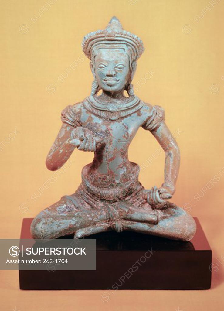 Stock Photo: 262-1704 Vajrasattva, Style of Angkor Vat 12th Century Cambodian Art Bronze Private Collection