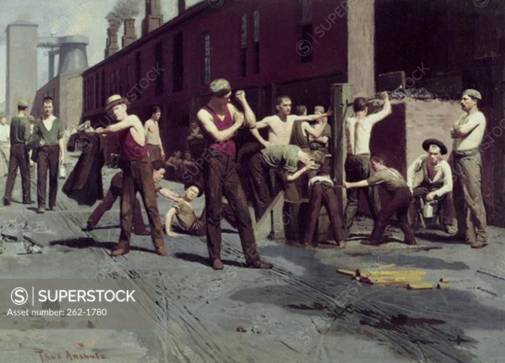 Stock Photo: 262-1780 The Ironworkers' Noontime 1880 Thomas Pollock Anshutz (1851-1912 American)  Oil on canvas Fine Arts Museum of San Francisco, California, USA 