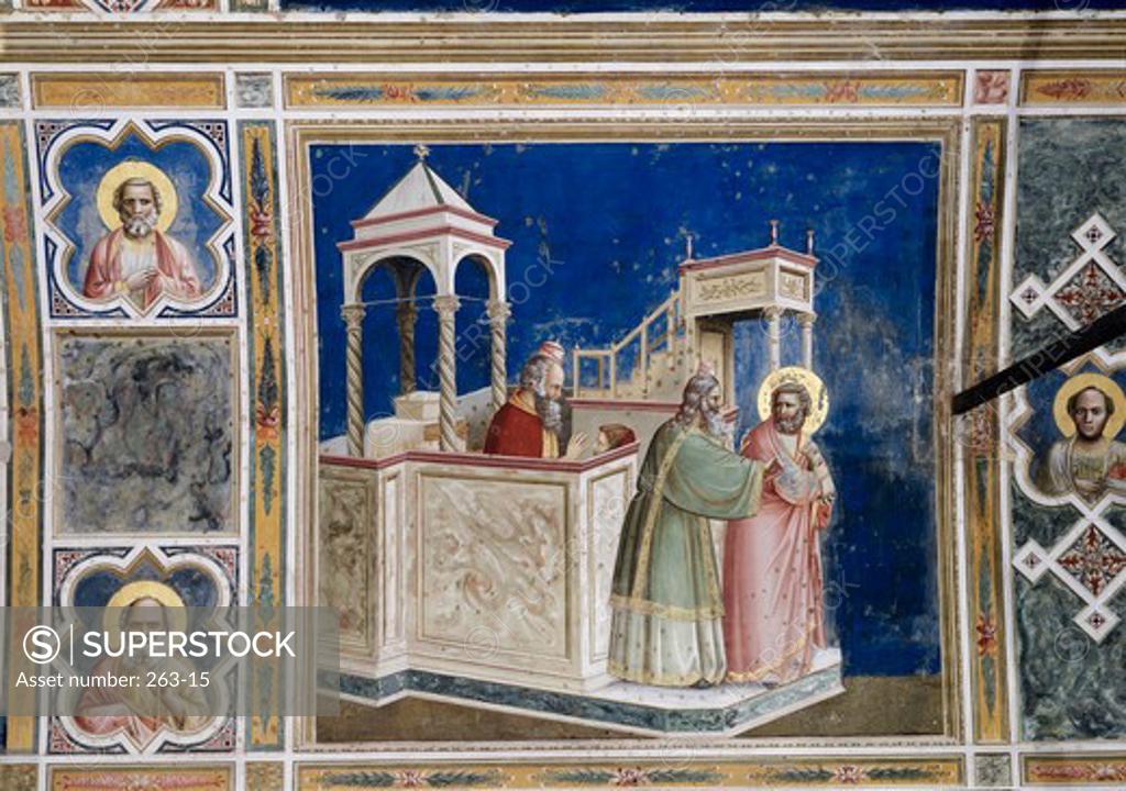 Stock Photo: 263-15 Expulsion of Joachim from the Temple  C.1305-13 Giotto (ca.1266-1337 Italian) Fresco Capella Scrovegni, Padua, Italy