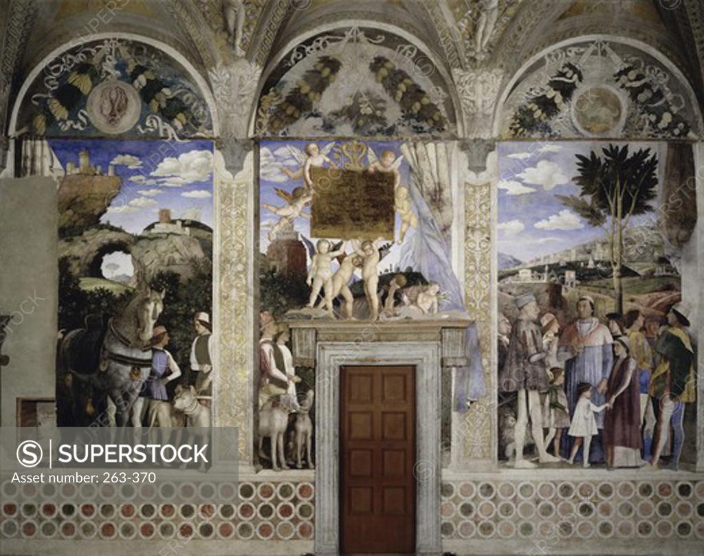 Stock Photo: 263-370 Camera degli Sposi: West Wall Fresco Andrea Mantegna (1431-1506 Italian) Palazzo Ducale, Mantua, Italy 