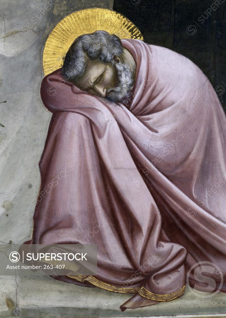 Stock Photo: 263-407 Joseph's Dream (Detail)  1303-1305 Giotto (ca. 1266-1337 Italian)  Fresco Capella degli Scrovegni, Padua, Italy