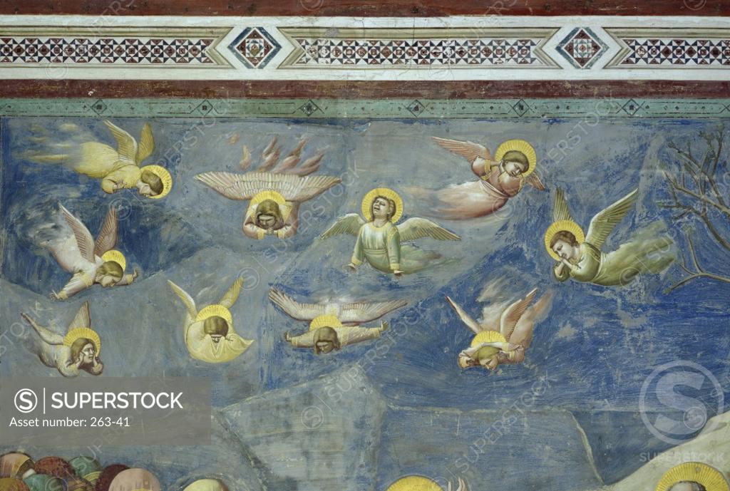 Stock Photo: 263-41 The Lamentation  (Detail)  Giotto di Bondone (c. 1266-1337/ Florentine) Fresco   Arena Chapel, Cappella degli Scrovegni, Padua 