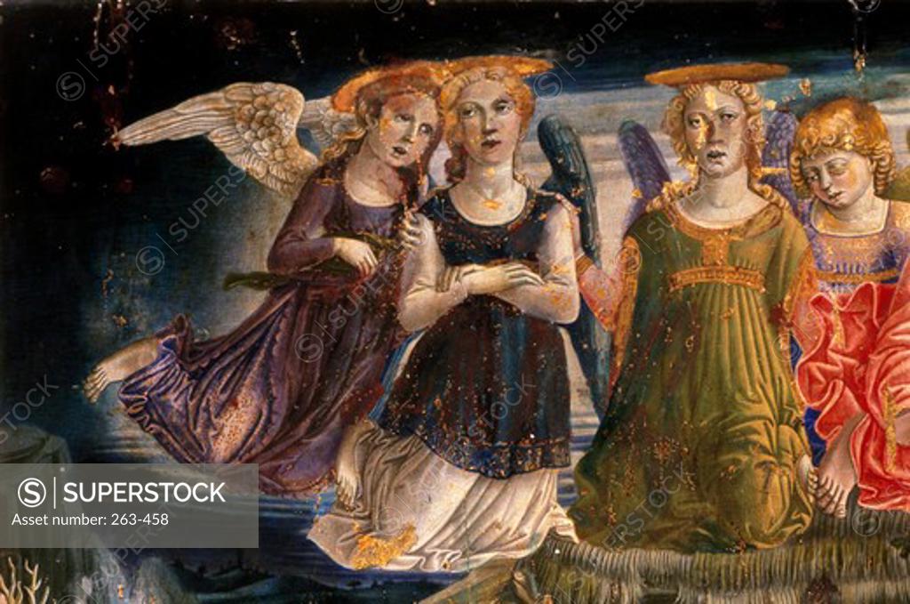 Stock Photo: 263-458 The Nativity - Angel Detail Benvenuto di Giovanni Guasta (1436-1518 Italian) Pinacoteca, Volterra, Italy