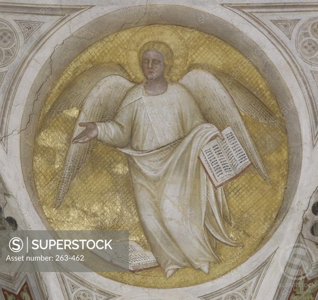 Stock Photo: 263-462 Saint Matthew, Evangelist - Angel  c. 1376,  Giusto di Giovanni Menabuoi (op. 1363-1393 /Italian)  Fresco  Baptistry of the Cathedral, Padua 