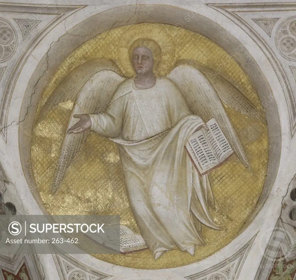 Saint Matthew, Evangelist - Angel  c. 1376,  Giusto di Giovanni Menabuoi (op. 1363-1393 /Italian)  Fresco  Baptistry of the Cathedral, Padua 