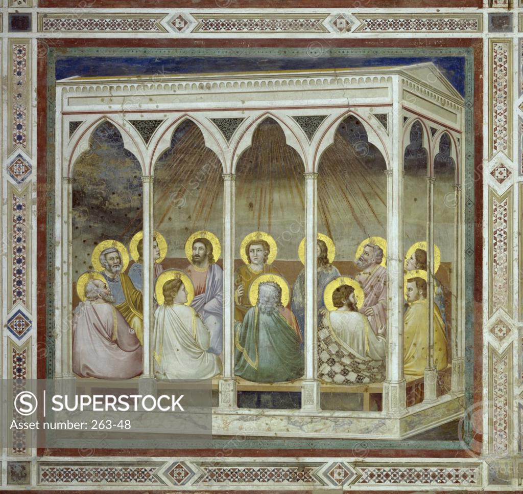 Stock Photo: 263-48 Pentecost  Fresco  Giotto di Bondone (c. 1266-1337 /Florentine)  Arena Chapel, Cappella degli Scrovegni, Padua 