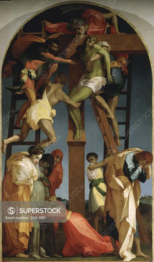 Stock Photo: 263-480 The Descent from the Cross Rosso Fiorentino (1495-1540 Italian) Pinacoteca, Volterra 