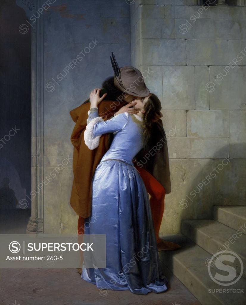 Stock Photo: 263-5 The Kiss  Francesco Hayez (1791-1882/Italian) Oil on canvas   Pinacoteca di Brera, Milan  