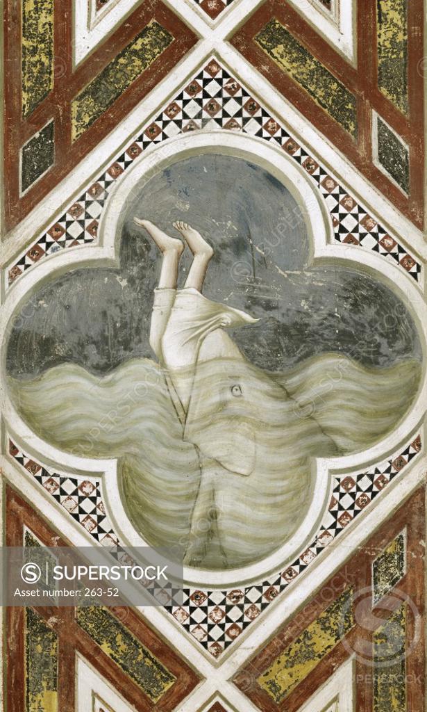 Stock Photo: 263-52 Jonah and the Whale  Giotto di Bondone (c. 1266-1337/ Florentine)  Fresco  Arena Chapel, Cappella degli Scrovegni, Padua 