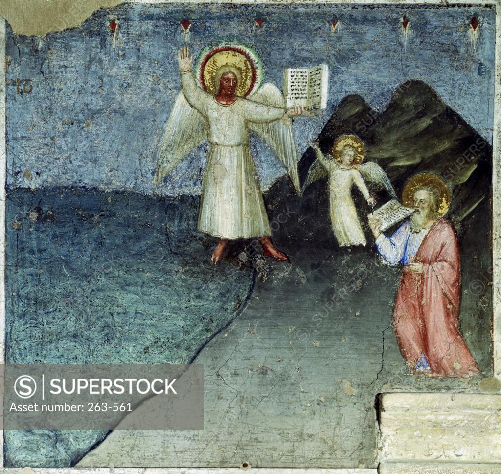 Stock Photo: 263-561 The Seventh Angel with an Open Book from Apocalypse:  Descent of the Holy Ghost  Giusto di Giovanni Menabuoi (op. 1363-d. 1393/ Italian)  Fresco  Baptistry of the Cathedral, Padua 