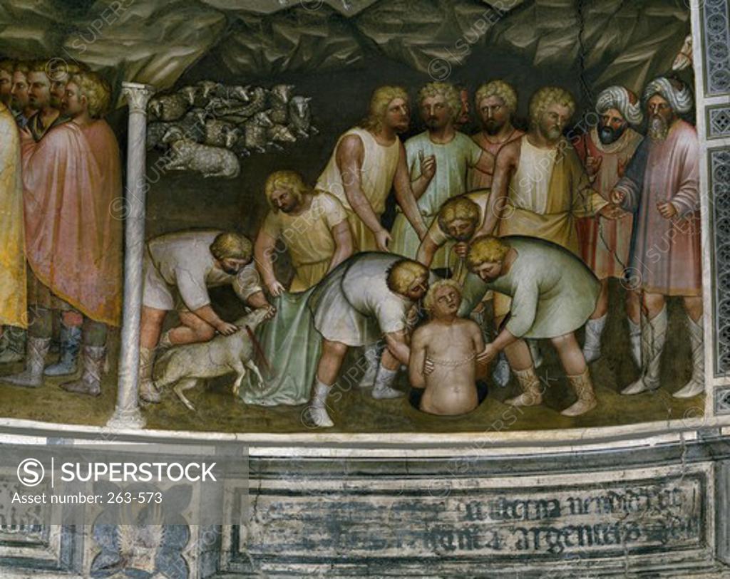 Stock Photo: 263-573 Joseph is Sold to Merchants by his Brothers,  from Stories of Jacob by Giusto de' Menabuoi,  fresco,  (Circa 1320 ?1391),  Italy,  Padua,  Padua Cathedral,  Baptistery