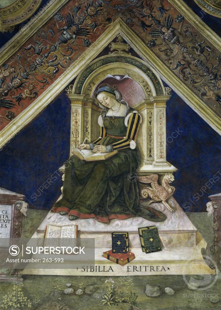 Stock Photo: 263-593 Sibyl (Sibilla)  Bernardino Pinturicchio (c.1454-1513/Italian)  Fresco  Cappella Baglioni, Church of Santa Maria Maggiore, Spello, Italy 