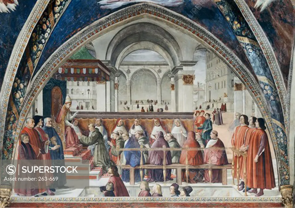Confirmation of the Order of Saint Francis  Domenico Ghirlandaio (1449-1494 Italian) Sassetti Chapel, Santa Trinita, Florence, Italy