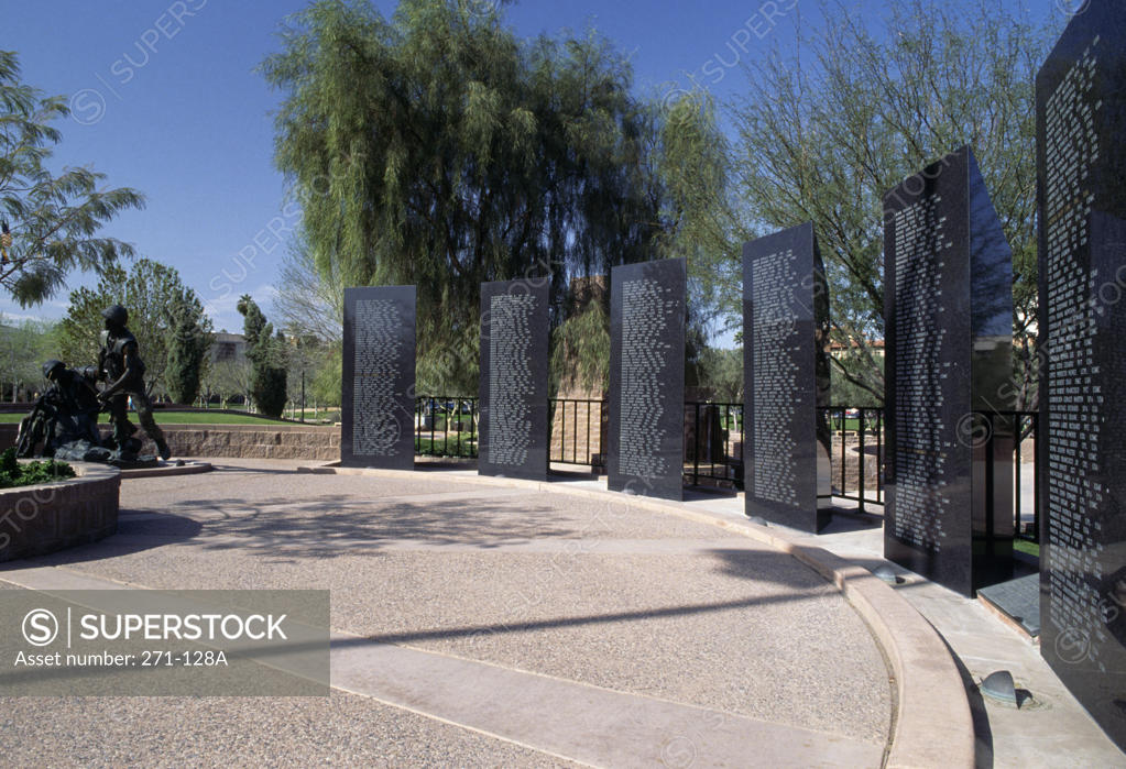 Stock Photo: 271-128A Memorial plaques at a memorial, Vietnam Veterans Memorial, Phoenix, Arizona, USA