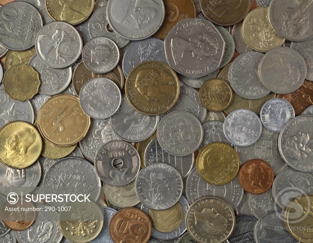 Stock Photo: 290-1007 Close-up of coins