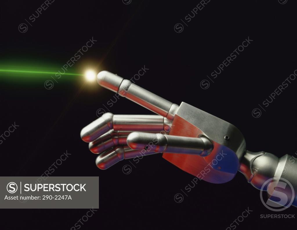 Stock Photo: 290-2247A Robotic arm emitting a laser beam