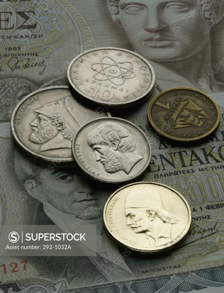Stock Photo: 292-1032A Close-up of Greek currency