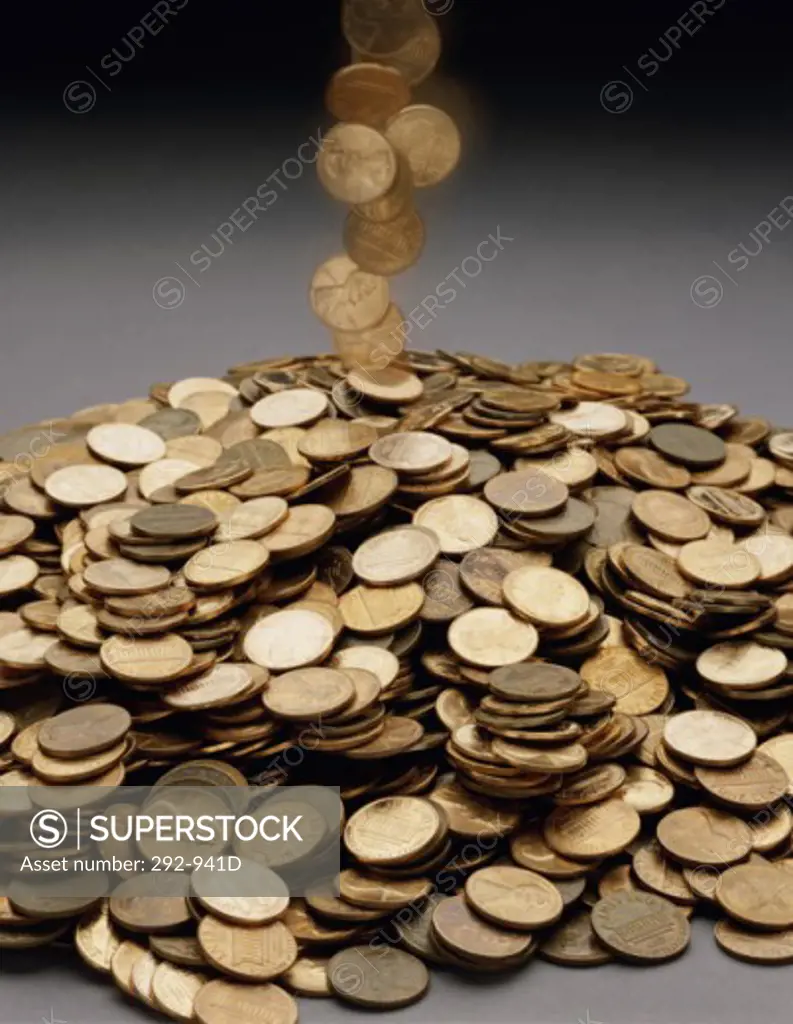 Close-up of a heap of coins