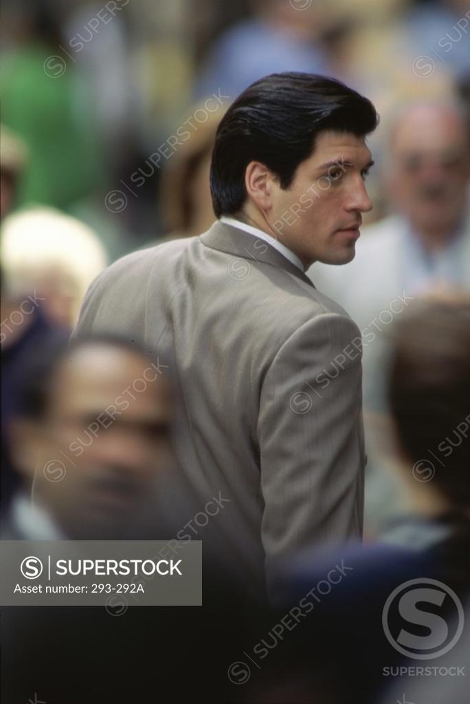Stock Photo: 293-292A Rear view of a businessman looking away