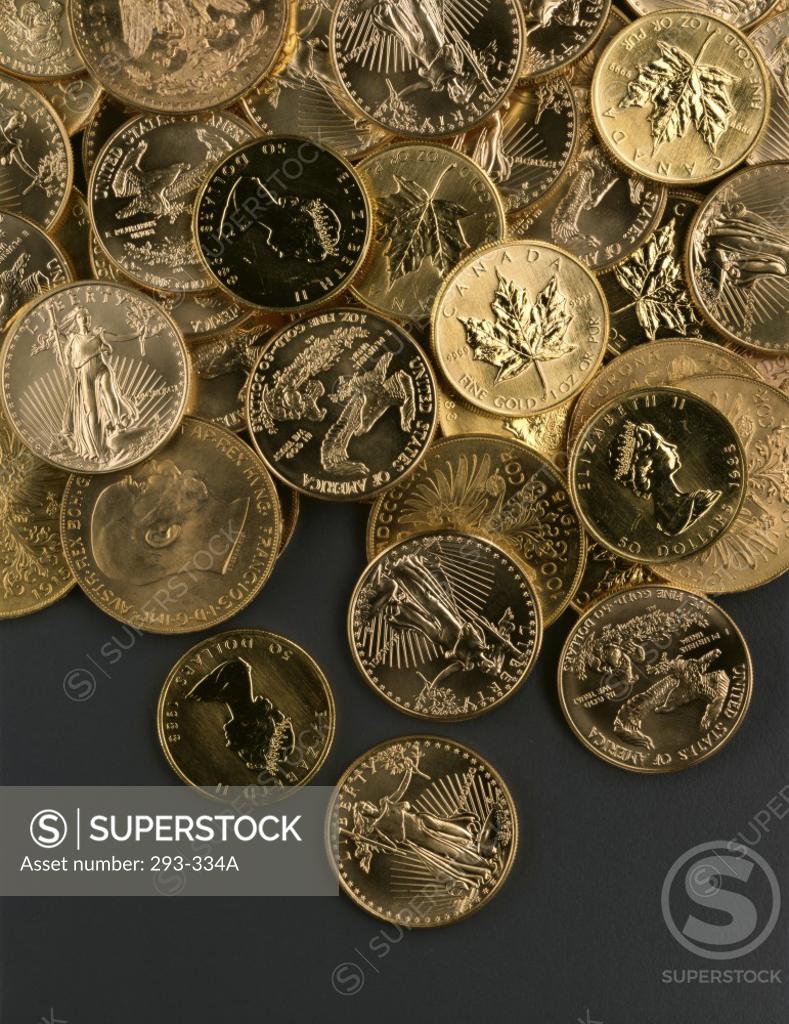 Stock Photo: 293-334A Close-up of a heap of coins