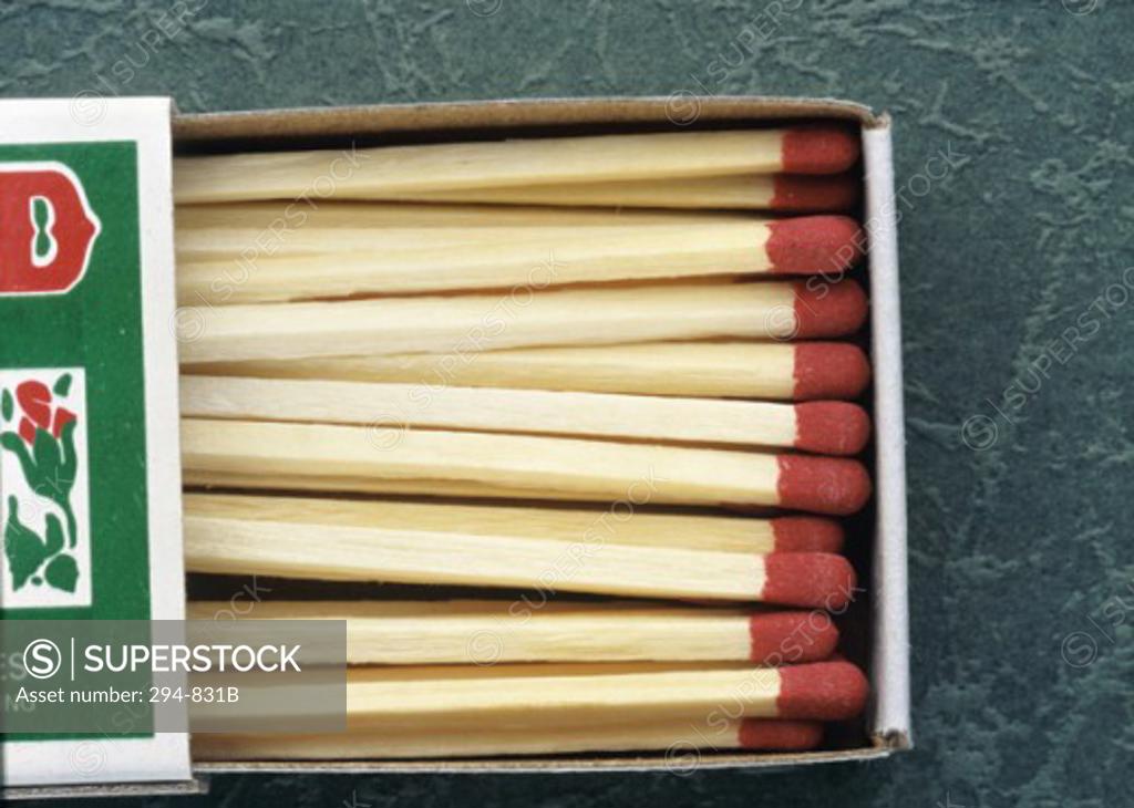 Stock Photo: 294-831B Close-up of matchsticks in a matchbox