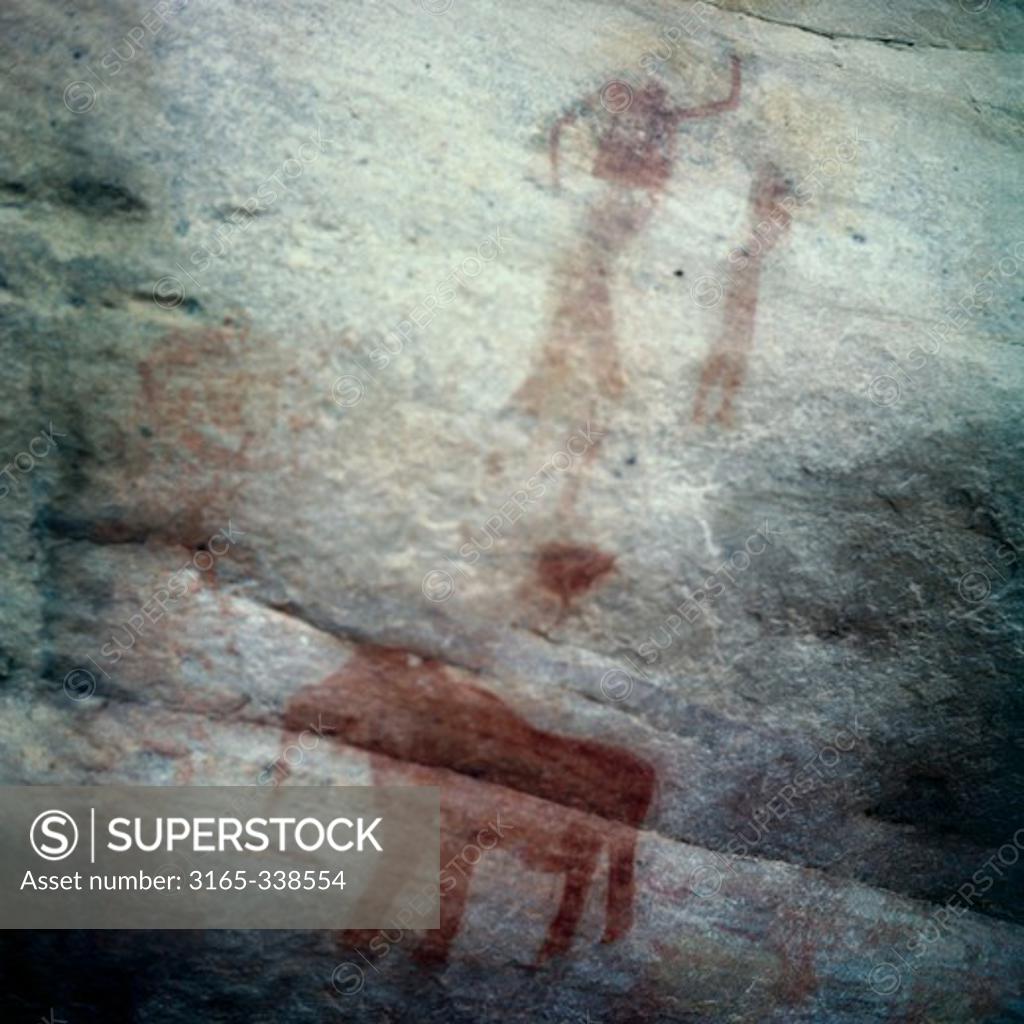Stock Photo: 3165-338554 Bushman Cave Painting Calvinia Distric Of The Western Cape Province Prehistoric Art(- )  